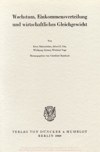 Wachstum, Einkommensverteilung und wirtschaftliches Gleichgewicht