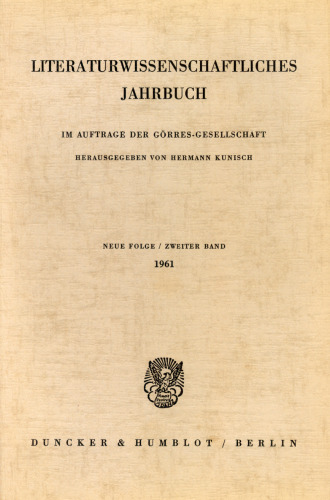 Literaturwissenschaftliches Jahrbuch: 2. Band (1961)