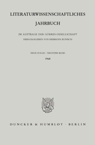 Literaturwissenschaftliches Jahrbuch: 9. Band (1968)