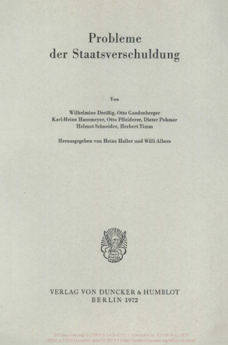 Probleme der Staatsverschuldung