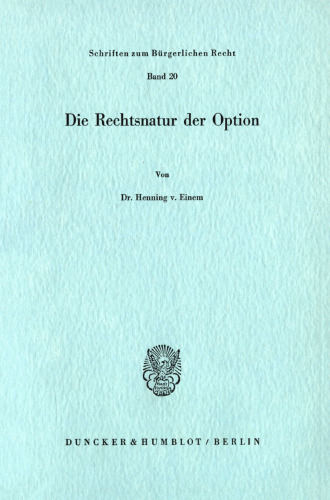 Die Rechtsnatur der Option