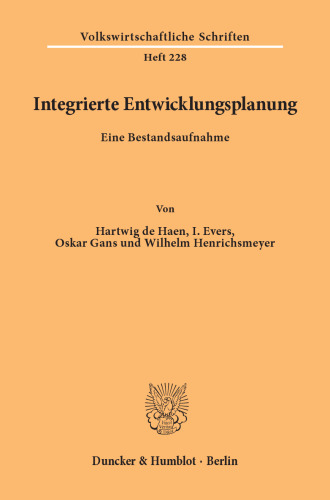 Integrierte Entwicklungsplanung: Eine Bestandsaufnahme