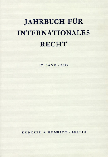 Jahrbuch für Internationales Recht: Bd. 17 (1974)