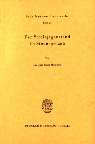 Der Streitgegenstand im Steuerprozeß