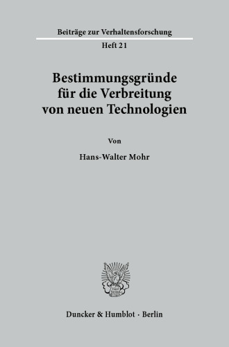 Bestimmungsgründe für die Verbreitung von neuen Technologien