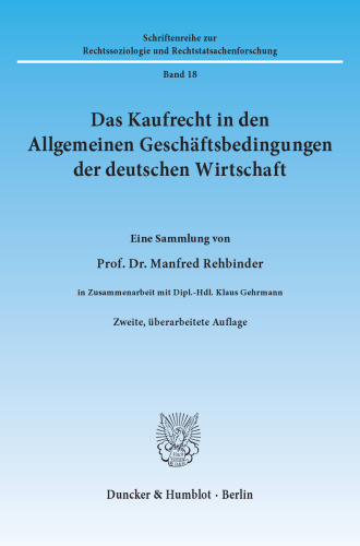 Das Kaufrecht in den Allgemeinen Geschäftsbedingungen der deutschen Wirtschaft
