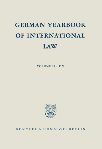 German Yearbook of International Law / Jahrbuch für Internationales Recht: Vol. 21 (1978)