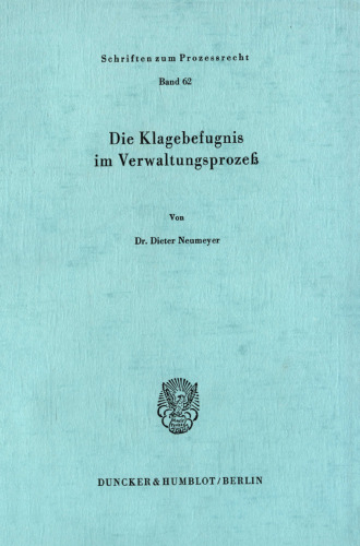 Die Klagebefugnis im Verwaltungsprozeß