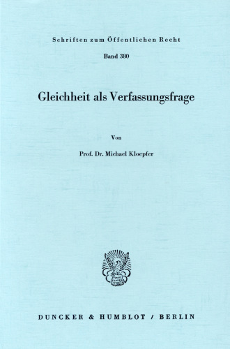 Gleichheit als Verfassungsfrage
