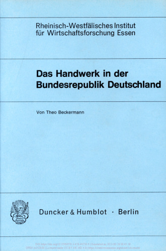 Das Handwerk in der Bundesrepublik Deutschland