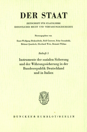 Instrumente der sozialen Sicherung und der Währungssicherung in der Bundesrepublik Deutschland und in Italien