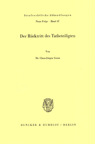 Der Rücktritt des Tatbeteiligten