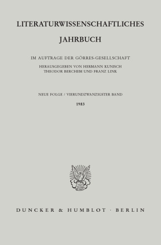 Literaturwissenschaftliches Jahrbuch: 24. Band (1983)