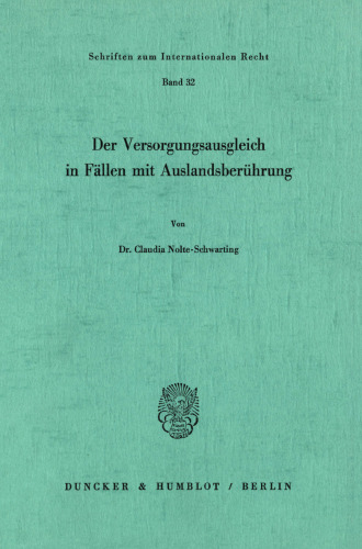 Der Versorgungsausgleich in Fällen mit Auslandsberührung
