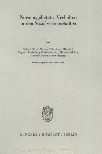 Normengeleitetes Verhalten in den Sozialwissenschaften