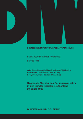 Regionale Struktur des Personenverkehrs in der Bundesrepublik Deutschland im Jahre 1980