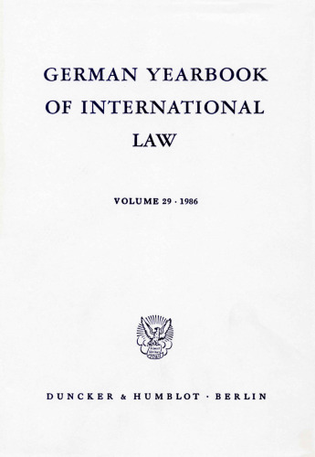 German Yearbook of International Law / Jahrbuch für Internationales Recht: Vol. 29 (1986)