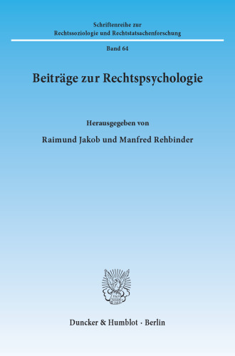 Beiträge zur Rechtspsychologie