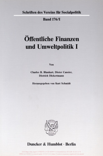 Öffentliche Finanzen und Umweltpolitik I