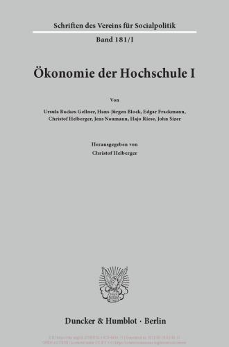 Ökonomie der Hochschule I