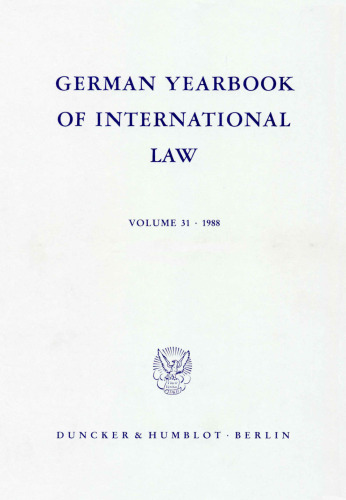 German Yearbook of International Law / Jahrbuch für Internationales Recht: Vol. 31 (1988)
