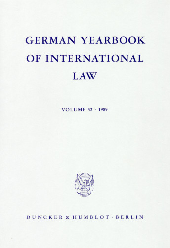 German Yearbook of International Law / Jahrbuch für Internationales Recht: Vol. 32 (1989)