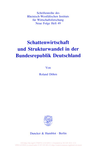 Schattenwirtschaft und Strukturwandel in der Bundesrepublik Deutschland