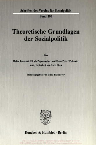 Theoretische Grundlagen der Sozialpolitik (I)