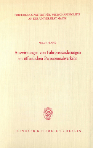 Auswirkungen von Fahrpreisänderungen im öffentlichen Personennahverkehr