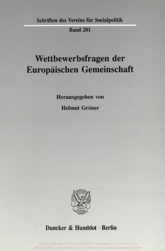 Wettbewerbsfragen der Europäischen Gemeinschaft