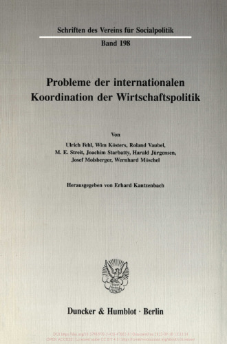 Probleme der Internationalen Koordination der Wirtschaftspolitik