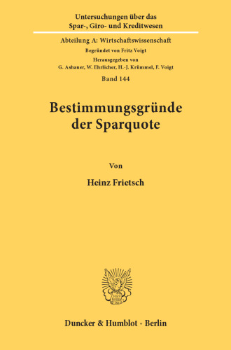 Bestimmungsgründe der Sparquote