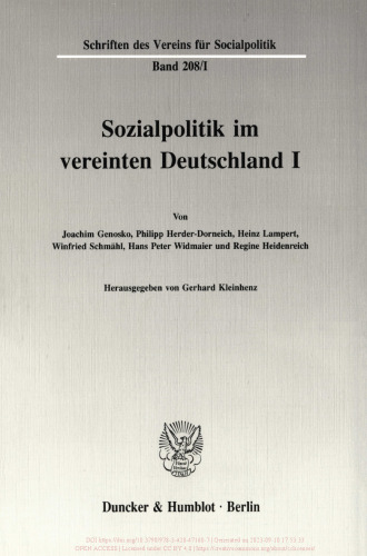 Sozialpolitik im vereinten Deutschland I