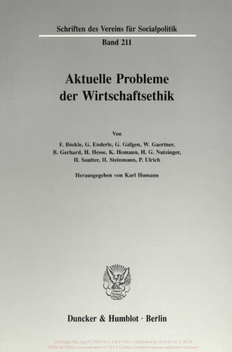 Aktuelle Probleme der Wirtschaftsethik
