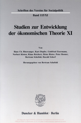 Die Darstellung der Wirtschaft und der Wirtschaftswissenschaften in der Belletristik: Studien zur Entwicklung der ökonomischen Theorie XI