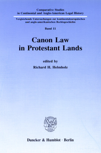 Canon Law in Protestant Lands