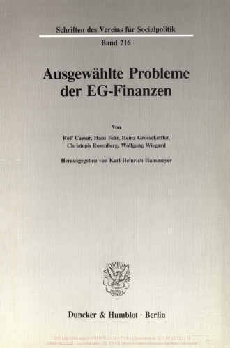 Ausgewählte Probleme der EG-Finanzen
