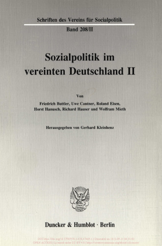 Sozialpolitik im vereinten Deutschland II
