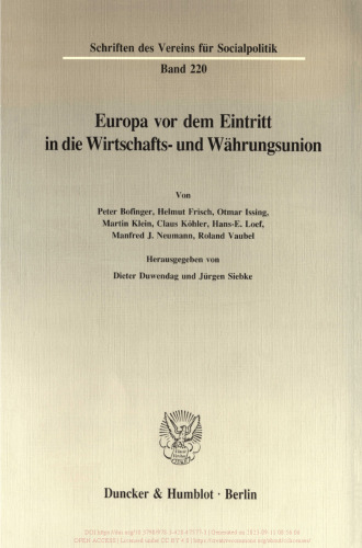 Europa vor dem Eintritt in die Wirtschafts- und Währungsunion
