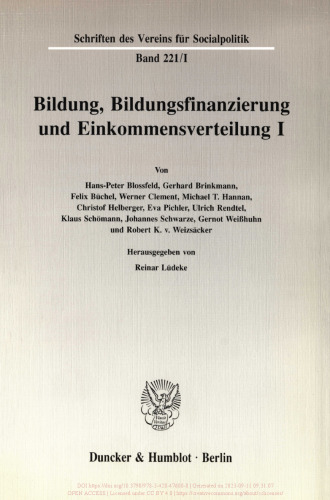 Bildung, Bildungsfinanzierung und Einkommensverteilung I