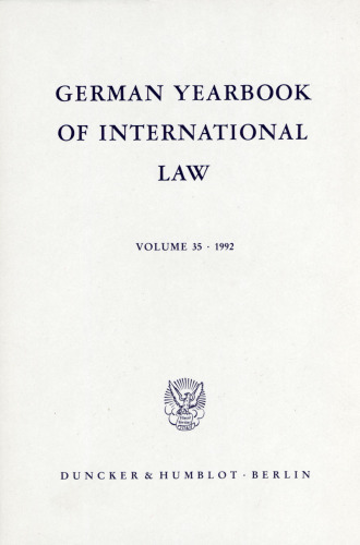 German Yearbook of International Law / Jahrbuch für Internationales Recht: Vol. 35 (1992)