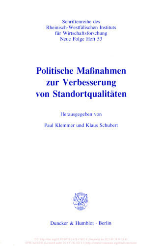Politische Maßnahmen zur Verbesserung von Standortqualitäten