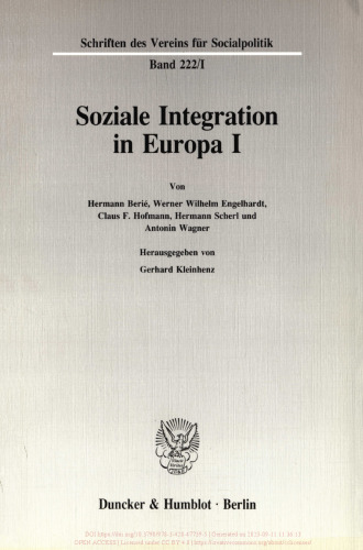 Soziale Integration in Europa I
