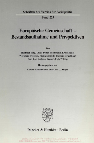 Europäische Gemeinschaft - Bestandsaufnahme und Perspektiven