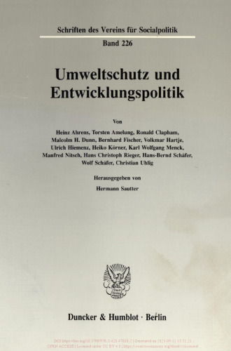 Umweltschutz und Entwicklungspolitik