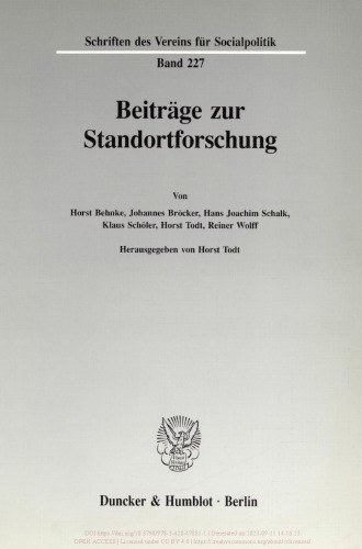 Beiträge zur Standortforschung