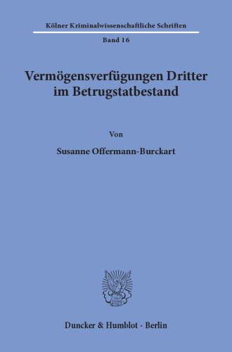 Vermögensverfügungen Dritter im Betrugstatbestand