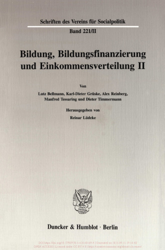 Bildung, Bildungsfinanzierung und Einkommensverteilung II