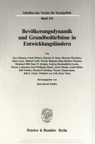 Bevölkerungsdynamik und Grundbedürfnisse in Entwicklungsländern