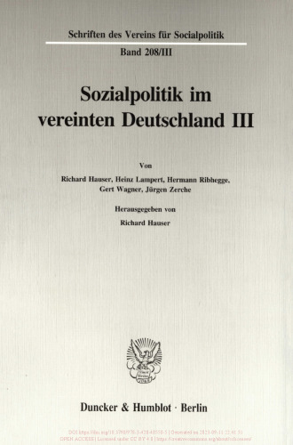 Sozialpolitik im vereinten Deutschland III: Familienpolitik, Lohnpolitik und Verteilung